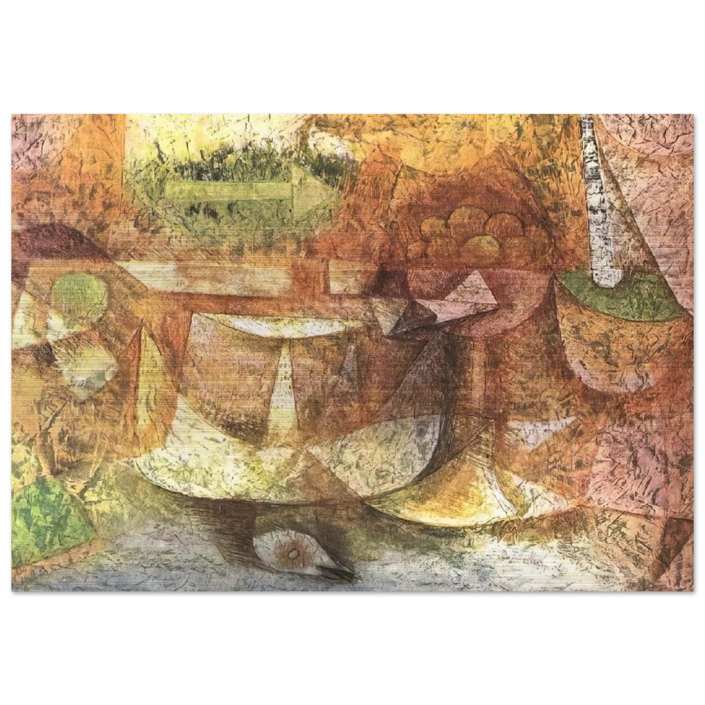 STILL LIFE WITH DOVE 1931 - Paul Klee Brushed Aluminum Print - 70x100 cm / 28x40 inches | Paul Klee Aluminum Print | Paul Klee Prints