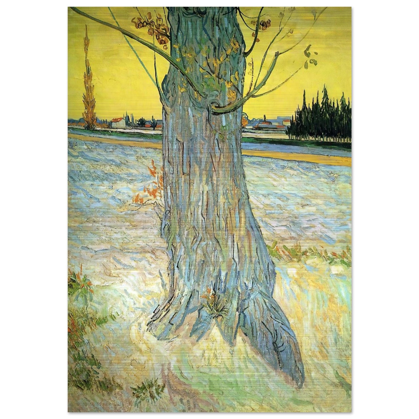 Trunk of an Old Yew Tree - Vincent van Gogh Brushed Aluminum Print - 70x100 cm / 28x40 inches | Vincent van Gogh Aluminum Print | Vincent van Gogh Prints