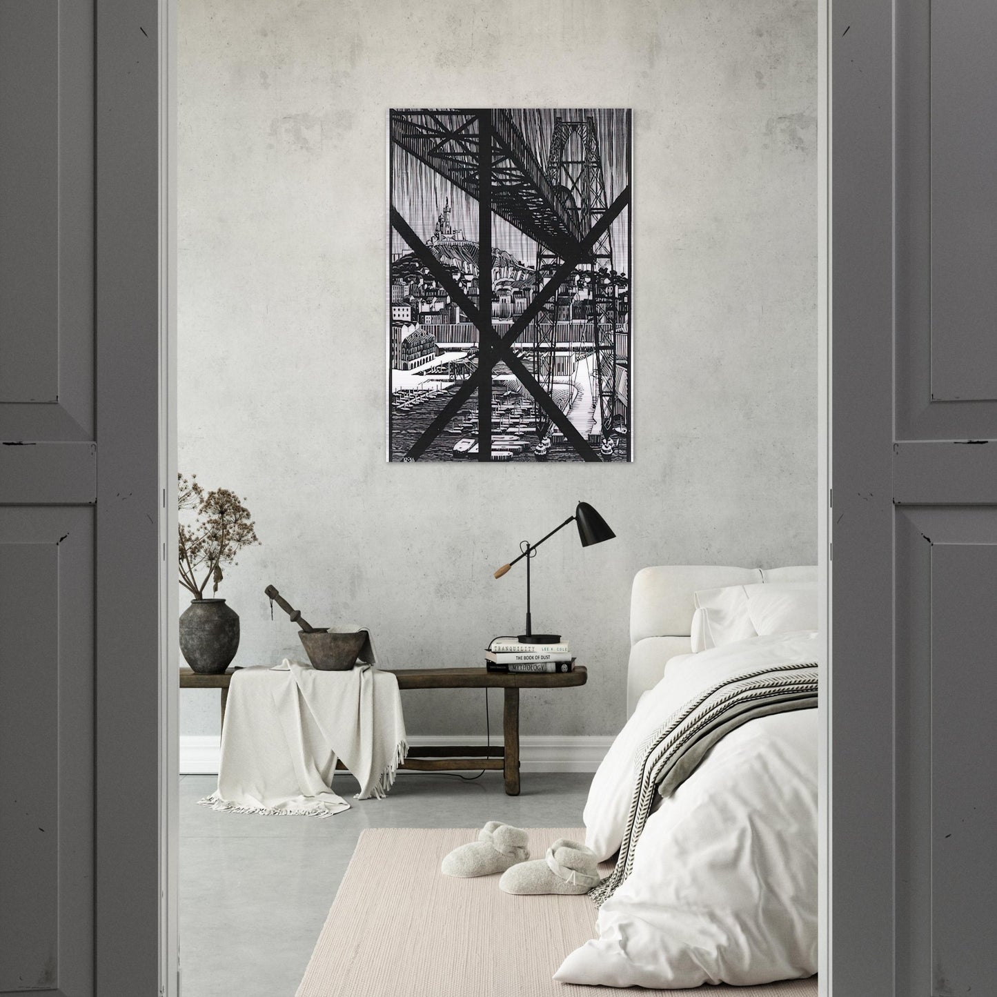 MARCEILLES DECEMBER 1936 1936 - MC Escher Brushed Aluminum Print - 70x100 cm / 28x40 inches | MC Escher Aluminum Print | MC Escher Prints