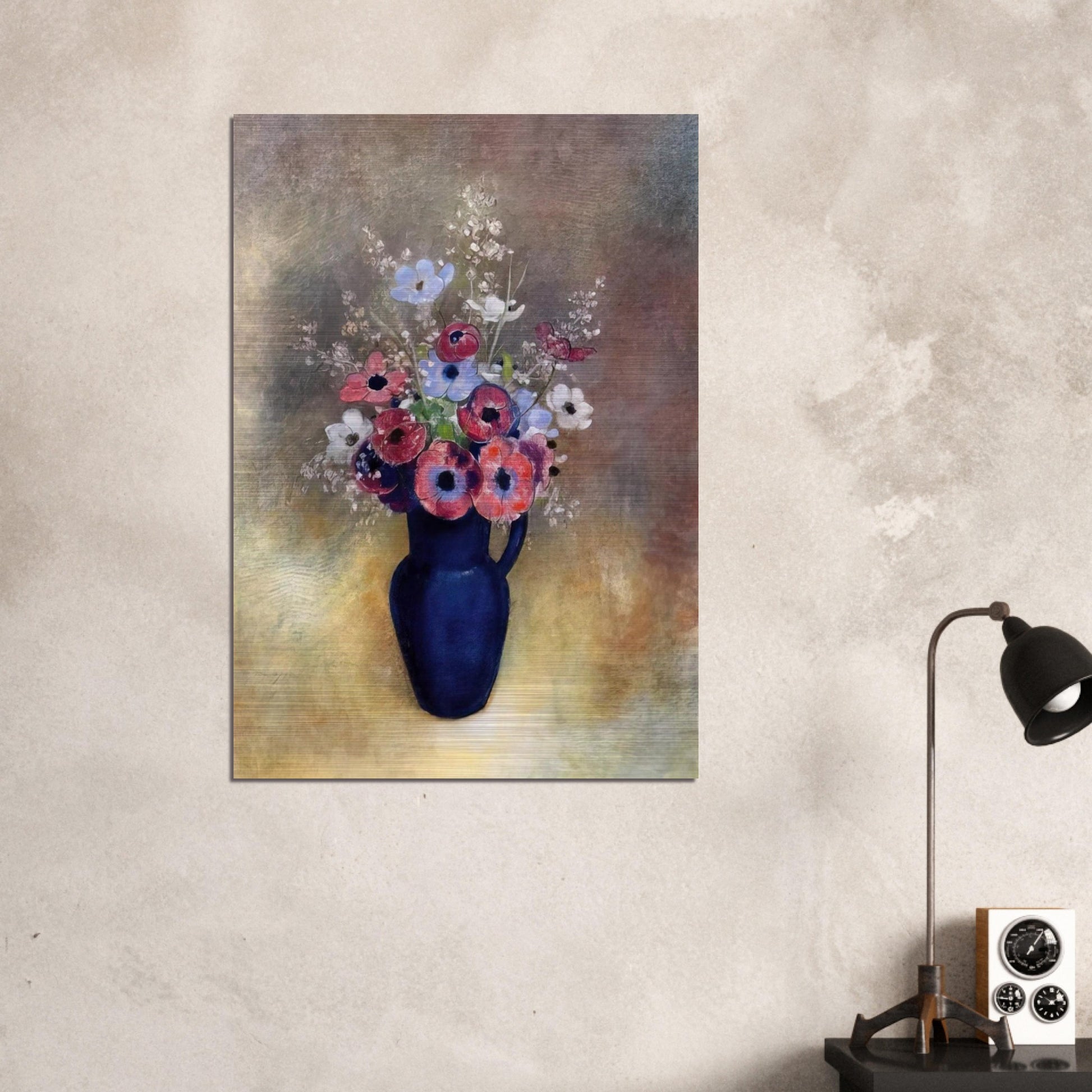 ANEMONES IN A JUG - Odilon Redon Brushed Aluminum Print - 70x100 cm / 28x40 inches | Odilon Redon Aluminum Print | Odilon Redon Prints