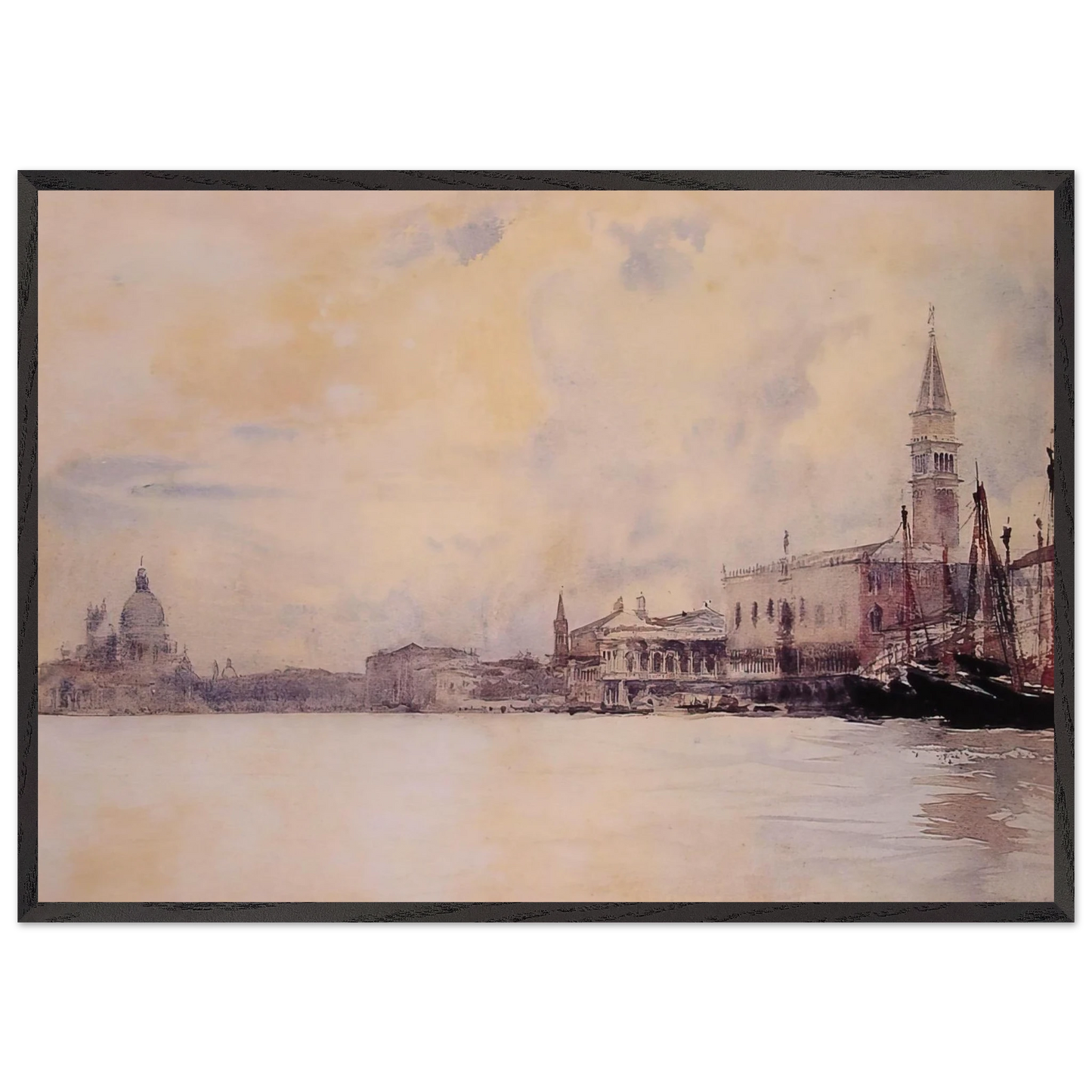 The Entrance to the Grand Canal Venice - John Singer Sargent 70x100 cm / 28x40 inches Framed Art Print – Black Wooden Frame