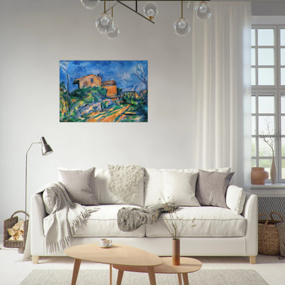 Maison Maria with a View of Chateau Noir - Paul Cézanne Brushed Aluminum Print - 70x100 cm / 28x40 inches | Paul Cézanne Aluminum Print | Paul Cézanne Prints