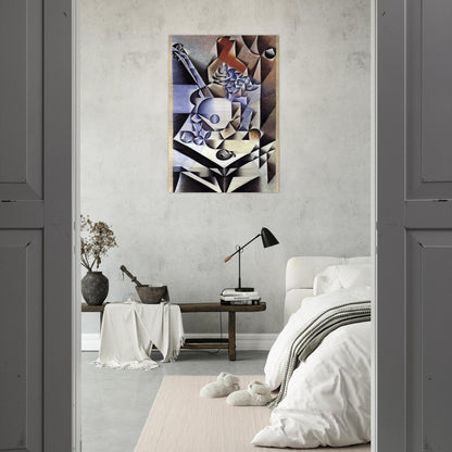 STILL LIFE WITH FLOWERS 1912 - Juan Gris Brushed Aluminum Print - 70x100 cm / 28x40 inches | Juan Gris Aluminum Print | Juan Gris Prints