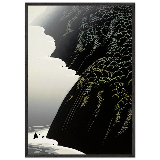 California Coast - Eyvind Earle 70x100 cm / 28x40 inches Framed Art Print – Black Wooden Frame