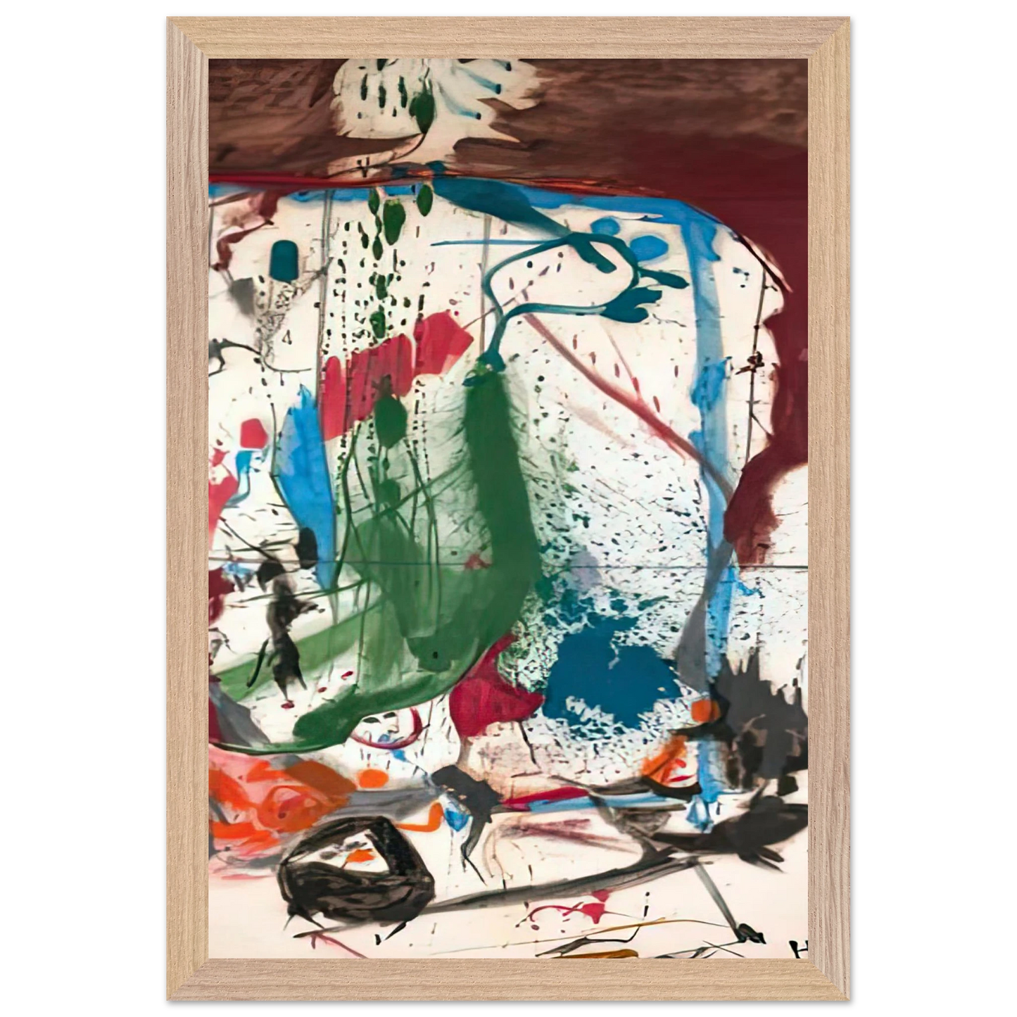 Helen Frankenthaler - Las Mayas, 1958- Wall Art - 30x40 cm / 12x16 inches - Premium Wooden Framed Poster With Fine Art Paper-canvas - White frame