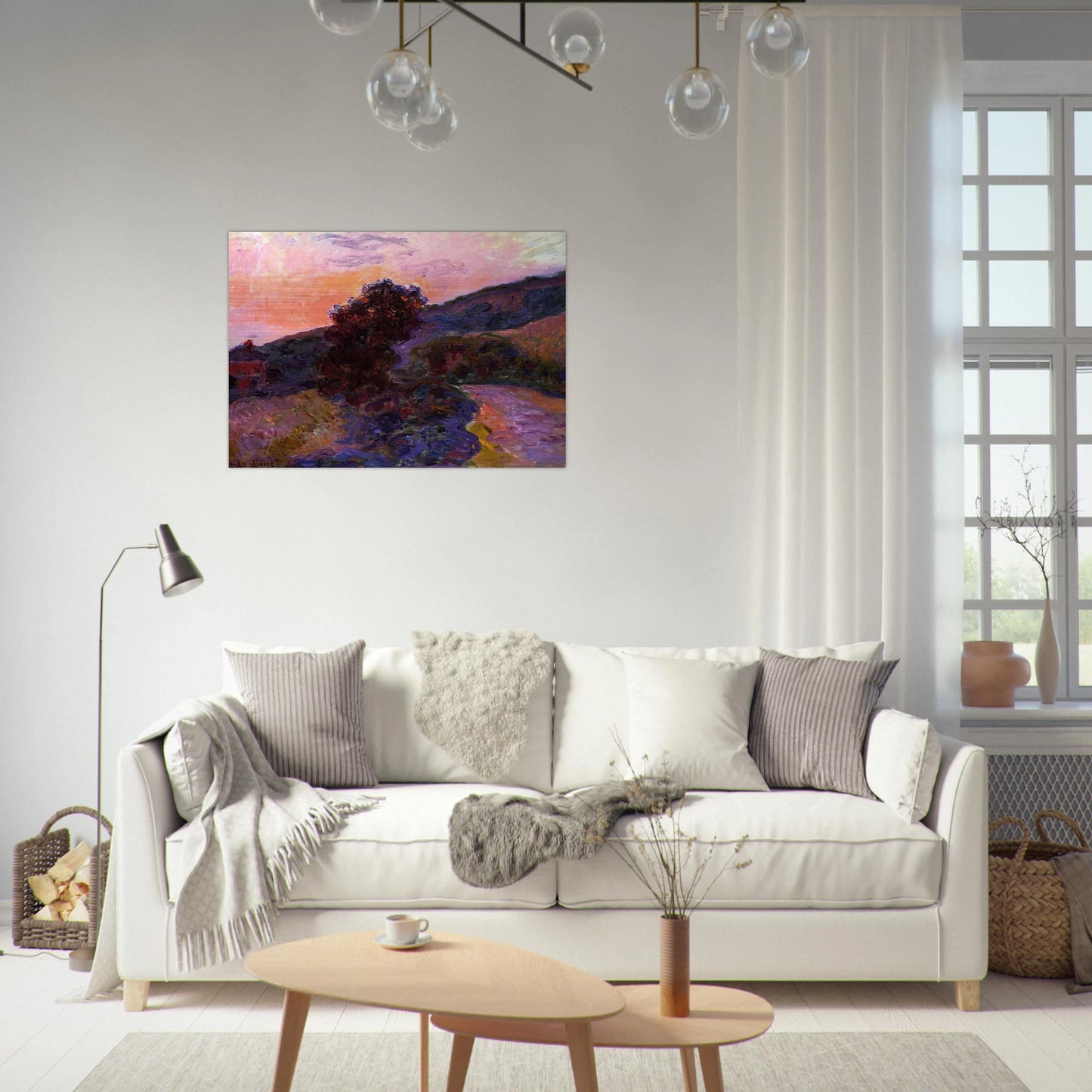 Sunset at Giverny - claude monet Brushed Aluminum Print - 70x100 cm / 28x40 inches | claude monet Aluminum Print | claude monet Prints