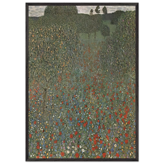 POPPY FIELD N1 - Gustav Klimt 70x100 cm / 28x40 inches Framed Art Print – Black Wooden Frame