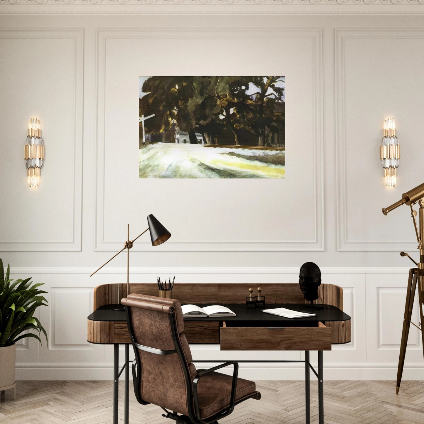 Railroad Crossing - Edward Hopper Brushed Aluminum Print - 70x100 cm / 28x40 inches | Edward Hopper Aluminum Print | Edward Hopper Prints