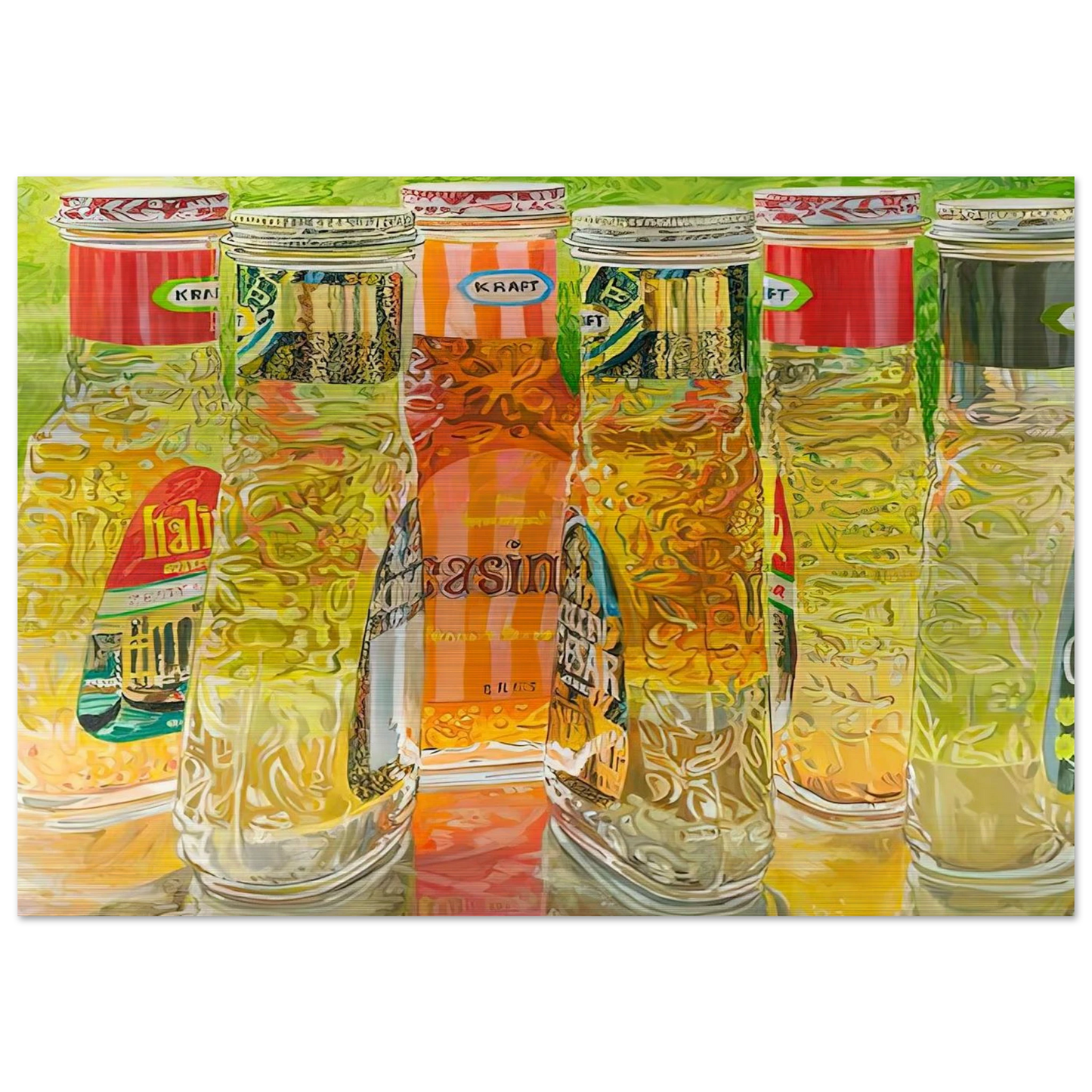 KRAFT SALAD DRESSING 1973 - Janet Fish Brushed Aluminum Print - 70x100 cm / 28x40 inches | Janet Fish Aluminum Print | Janet Fish Prints