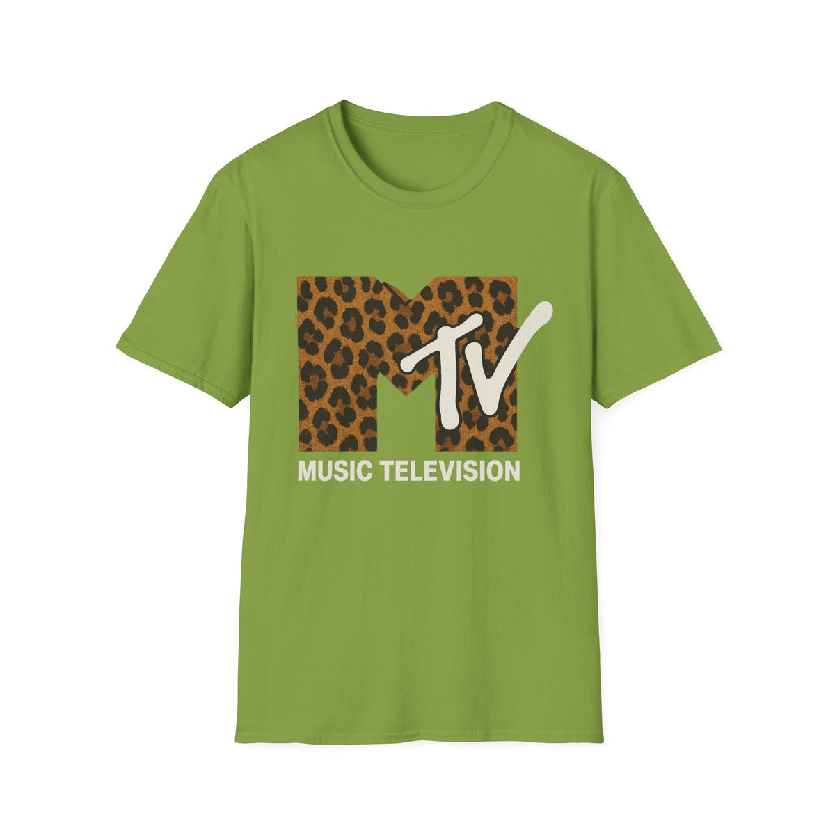 Vintage MTV T-Shirt mit Leopardenmuster, Retro-Musik- und Fernseh-Look der 80er und 90er Jahre, Unisex-Rock-Shirt mit Tiermotiv