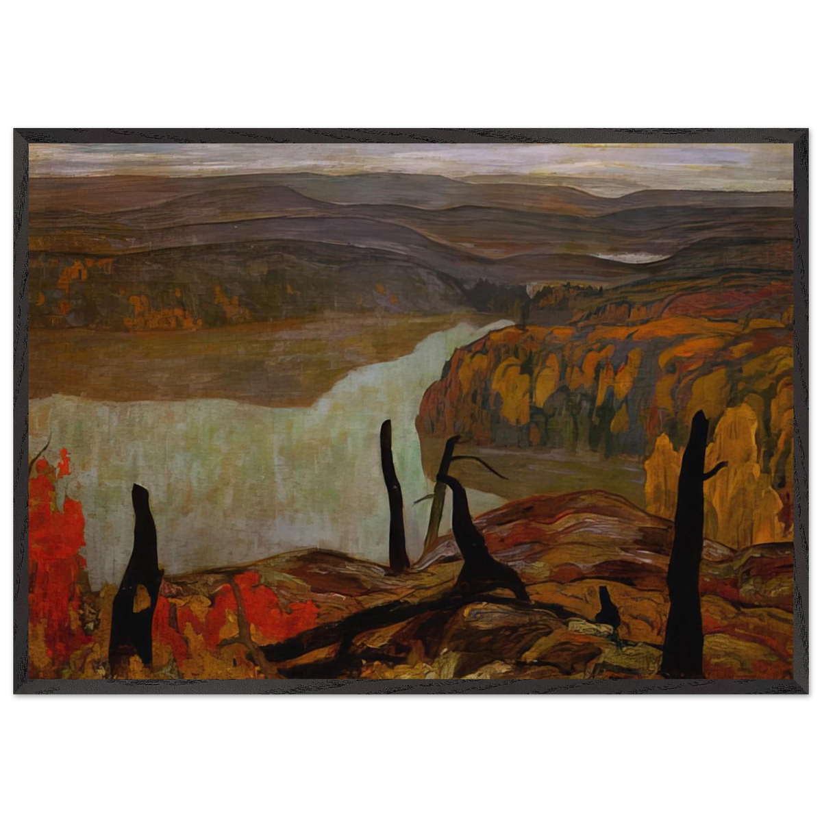 October Morning Algoma Wartz Lake - 1920 - AY Jackson 70x100 cm / 28x40 inches Framed Art Print – Black Wooden Frame