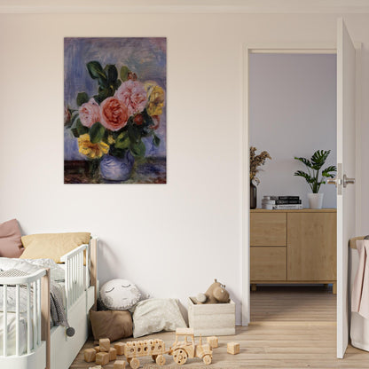 Roses in a Vase - Pierre-Auguste Renoir Brushed Aluminum Print - 70x100 cm / 28x40 inches | Pierre-Auguste Renoir Aluminum Print | Pierre-Auguste Renoir Prints