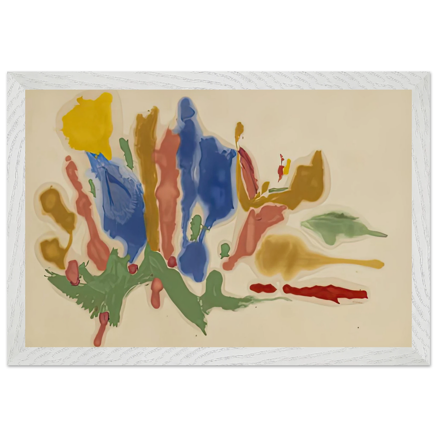 Helen Frankenthaler - Cool Summer, 1962- Wall Art - 60x80 cm / 24x32 inches - Premium Wooden Framed Poster With Fine Art Paper-canvas - White frame