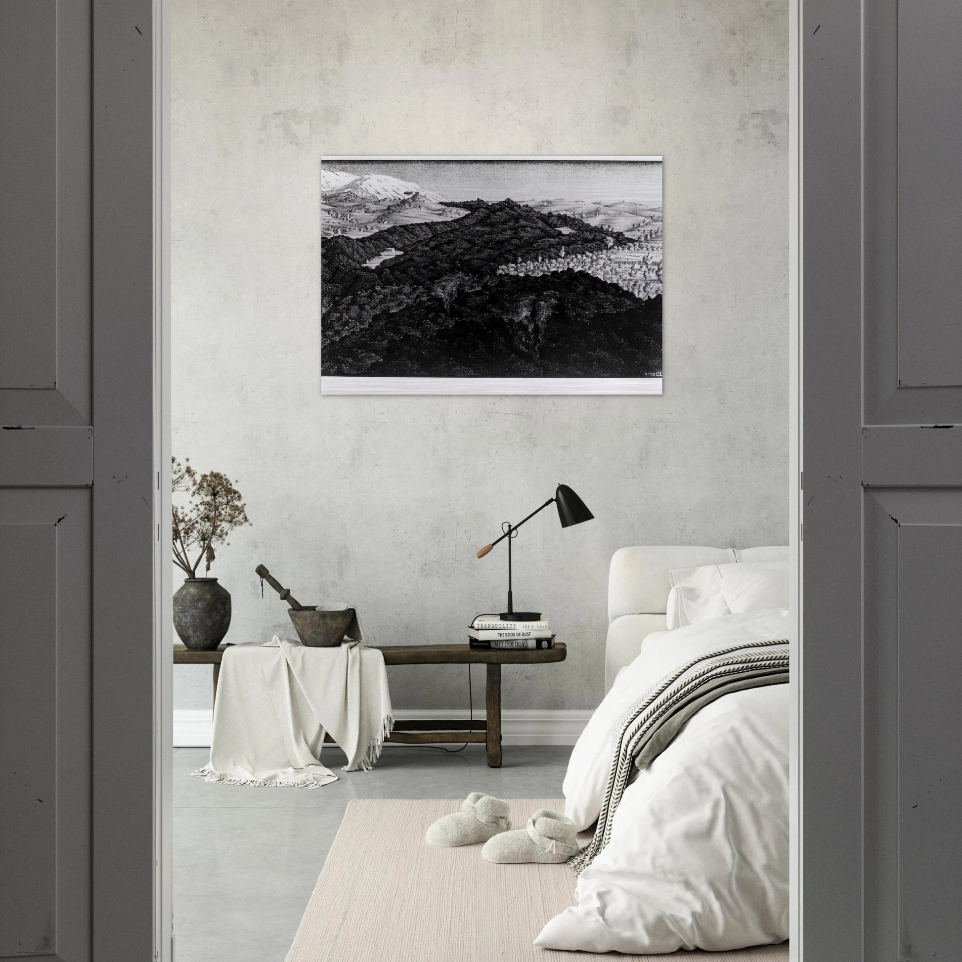 LAVA FLOW FROM ETNA - MC Escher Brushed Aluminum Print - 70x100 cm / 28x40 inches | MC Escher Aluminum Print | MC Escher Prints | Maurits Cornelis Escher Prints