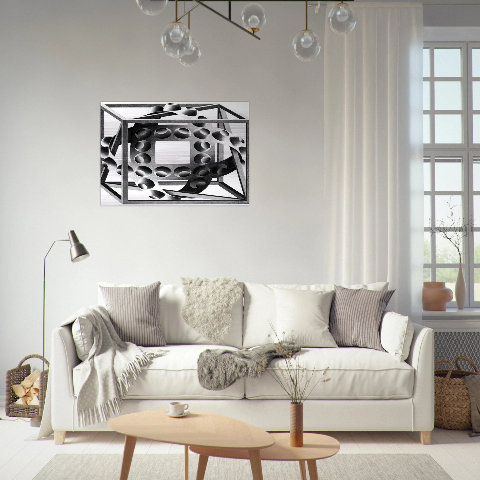 CUBE WITH MAGIC RIBBONS - MC Escher Brushed Aluminum Print - 70x100 cm / 28x40 inches | MC Escher Aluminum Print | MC Escher Prints