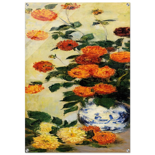 Dahlias - claude monet Acrylic Print - 70x100 cm / 28x40″ inches