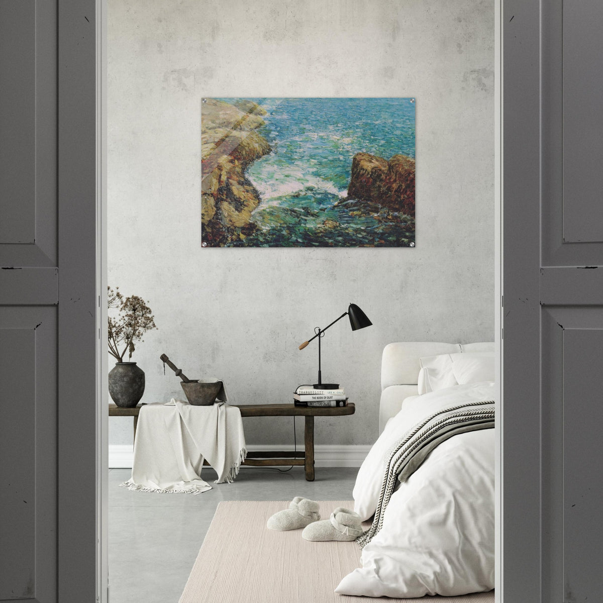 Surf and Rocks - Childe Hassam Acrylic Print - 70x100 cm / 28x40″ inches