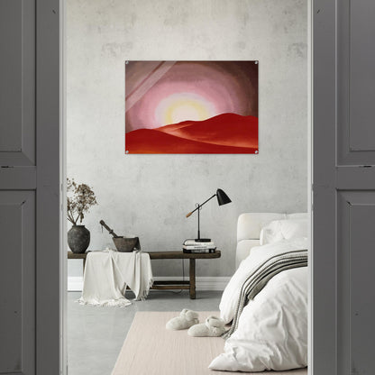Red Hills, Lake George - Georgia O'Keeffe Acrylic Print - 70x100 cm / 28x40″ inches | Georgia O'Keeffe Wall Art | Georgia O'Keeffe Prints