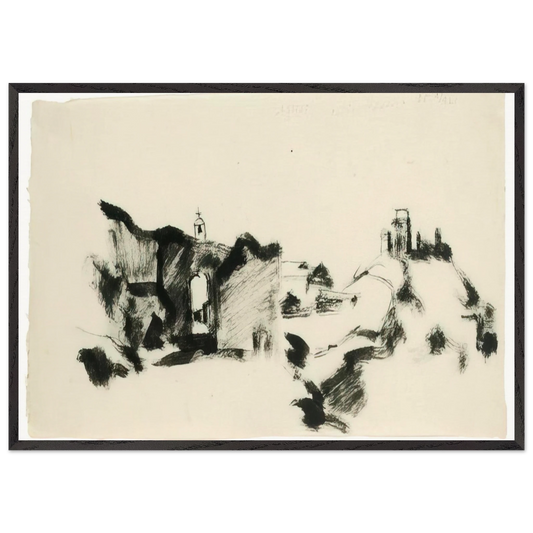 Assisi 35 marzo - 1935 - Julius Bissier 70x100 cm / 28x40 inches Framed Art Print – Black Wooden Frame