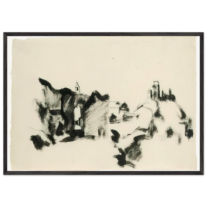 Assisi 35 marzo - 1935 - Julius Bissier 70x100 cm / 28x40 inches Framed Art Print – Black Wooden Frame