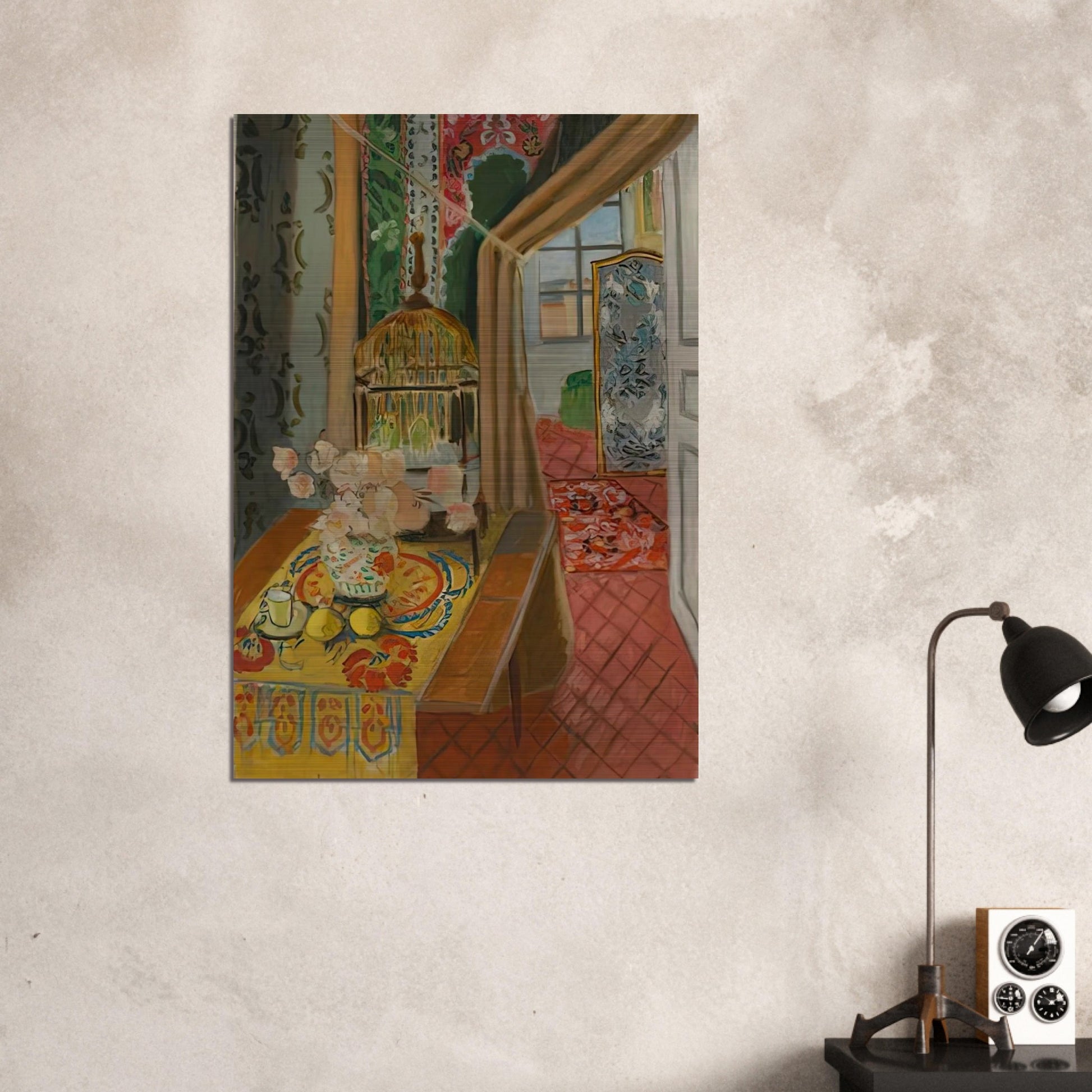 INTERIOR FLOWERS AND PARAKEETS 1924 - Henri Matisse Brushed Aluminum Print - 70x100 cm / 28x40 inches | Henri Matisse Aluminum Print | Henri Matisse Prints