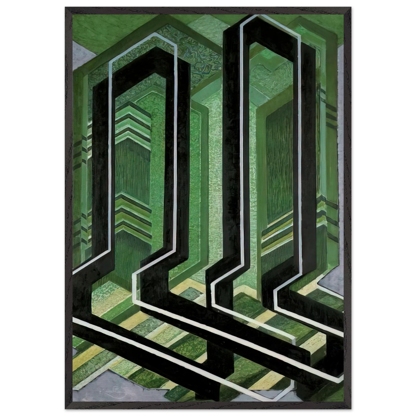 Diagonal Planes - Frantisek Kupka 70x100 cm / 28x40 inches Framed Art Print – Black Wooden Frame