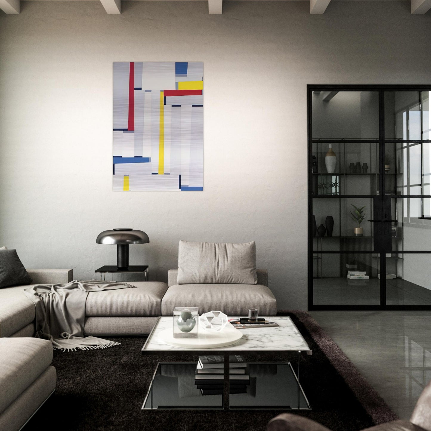 Relational Painting #55 - 1951 - Fritz Glarner Brushed Aluminum Print - 70x100 cm / 28x40 inches | Fritz Glarner Aluminum Print | Fritz Glarner Prints
