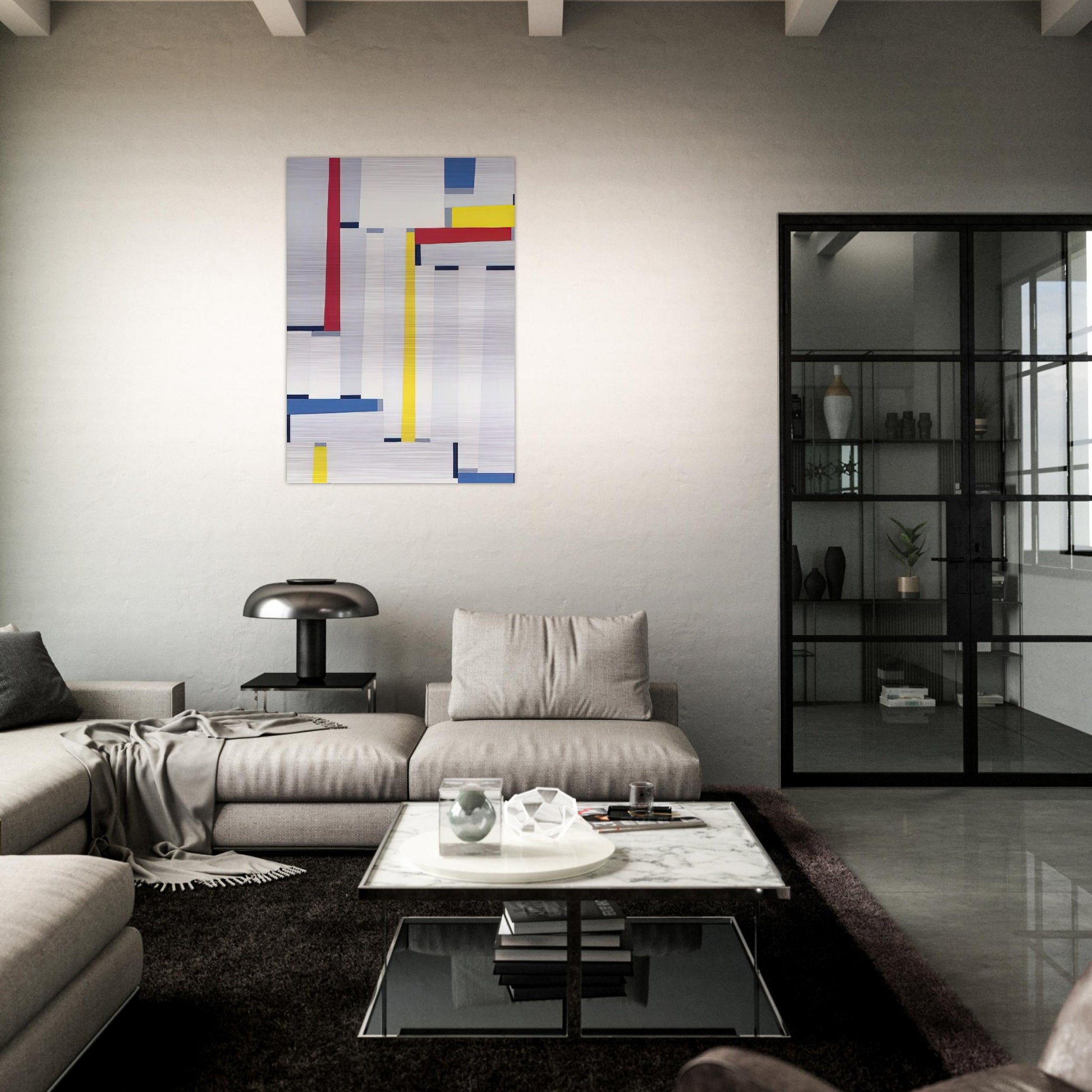 Relational Painting #55 - 1951 - Fritz Glarner Brushed Aluminum Print - 70x100 cm / 28x40 inches | Fritz Glarner Aluminum Print | Fritz Glarner Prints