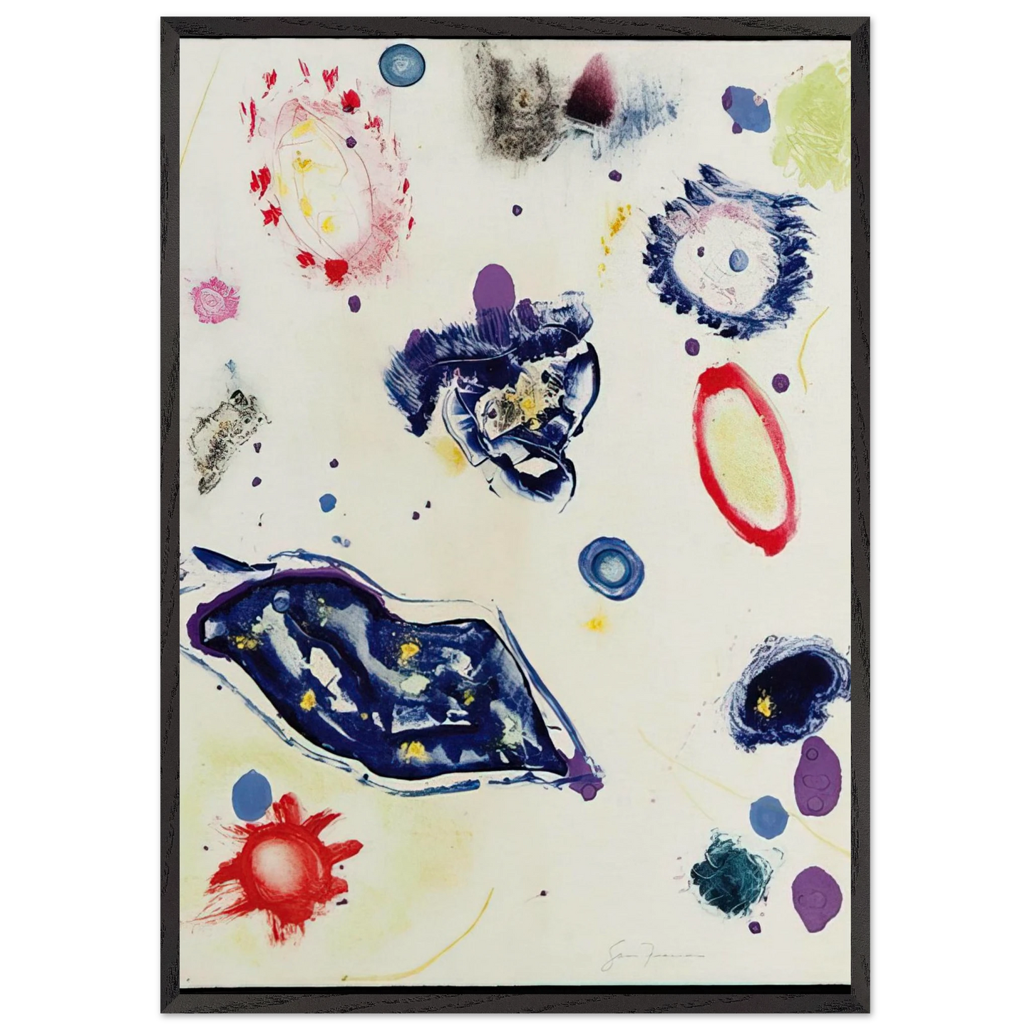 Untitled 1 - Sam Francis 70x100 cm / 28x40 inches Framed Art Print – Black Wooden Frame