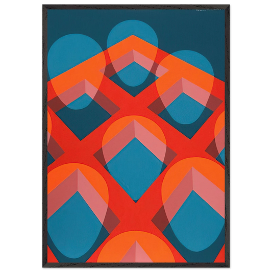 Untitled - Faces in a Grid Red and Blue - 1973 - Clarence Holbrook Carter 70x100 cm / 28x40 inches Framed Art Print – Black Wooden Frame