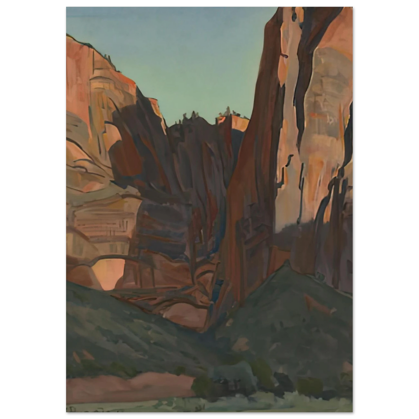 Maynard Dixon - NOTCH IN THE WALL ZION NATIONAL PARK AUGUST 1933 1933 Wall art - 60x80 cm / 24x32 inches - Fine Art Poster-canvas - -