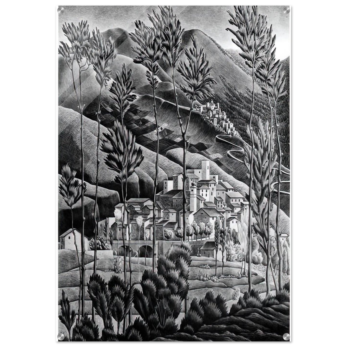ALFEDENA ABRUZZI - MC Escher Acrylic Print - 70x100 cm / 28x40″ inches | Maurits Cornelis Escher Prints