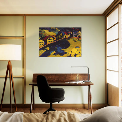 HOUSES AT MURNAU 1909 - Wassily Kandinsky Brushed Aluminum Print - 70x100 cm / 28x40 inches | Wassily Kandinsky Aluminum Print | Wassily Kandinsky Prints