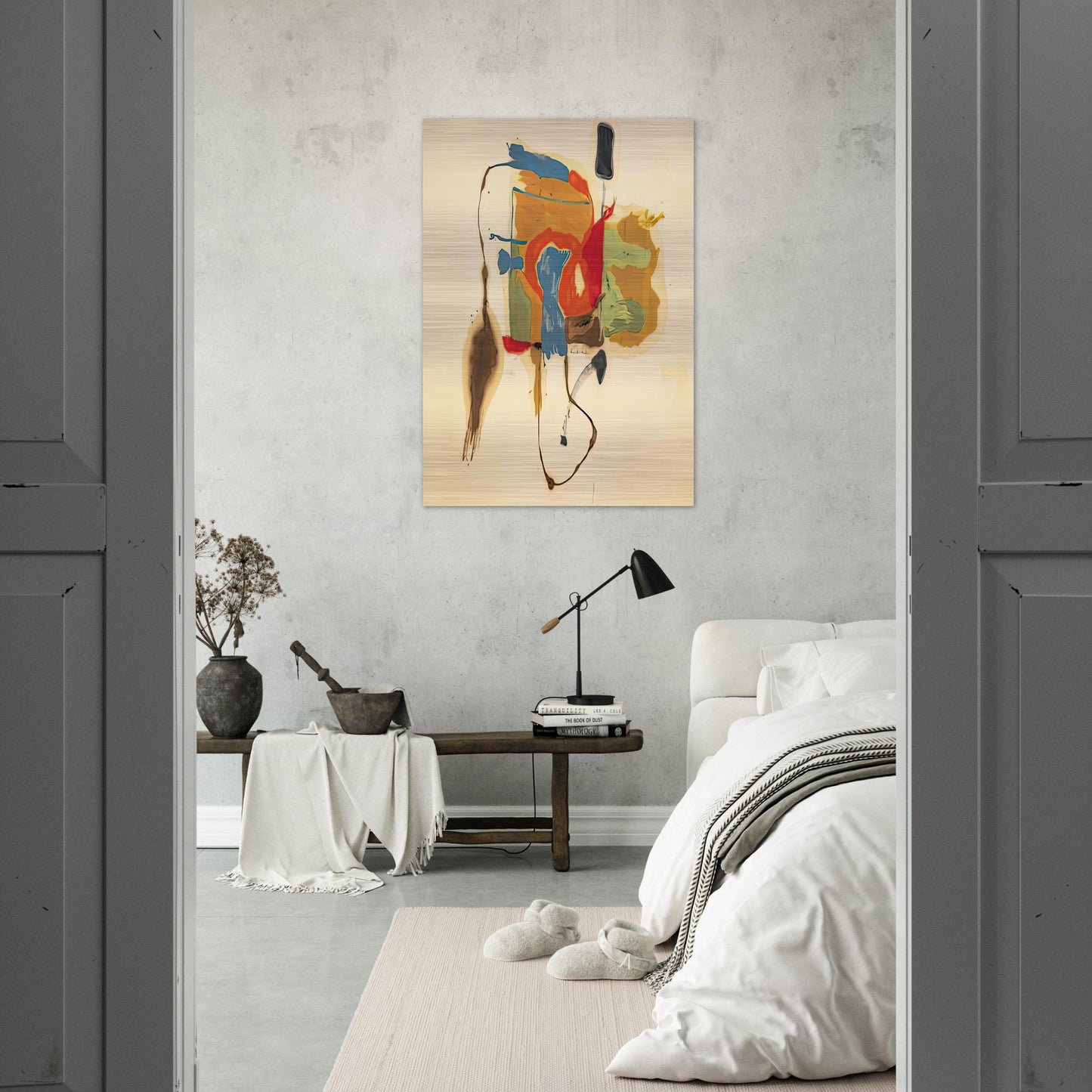 Blue Form in a Scene, 1961- - Helen Frankenthaler Brushed Aluminum Print - 70x100 cm / 28x40 inches | Helen Frankenthaler Aluminum Print | Helen Frankenthaler Prints