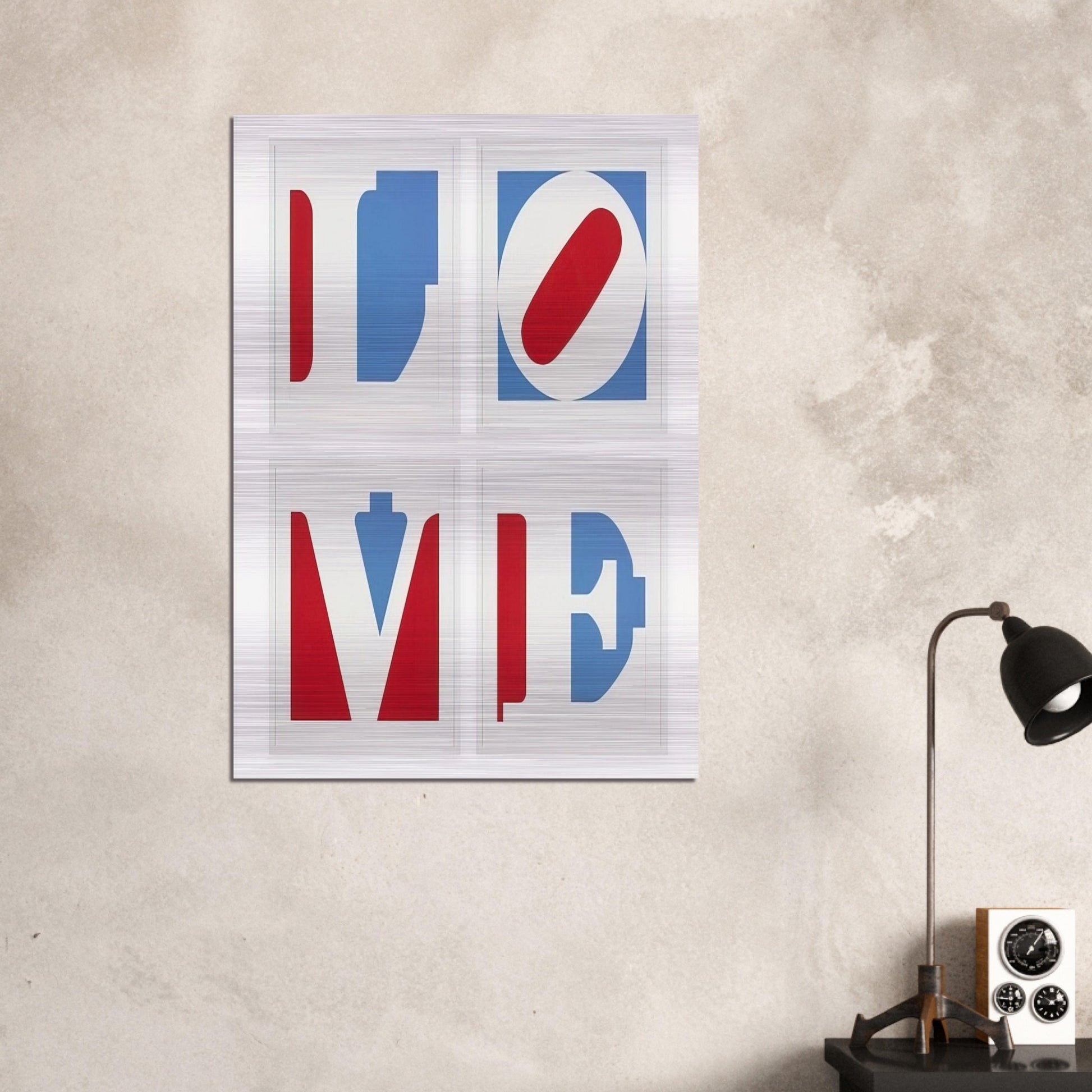 Four Panel Love - Robert Indiana Brushed Aluminum Print - 70x100 cm / 28x40 inches | Robert Indiana Aluminum Print | Robert Indiana Prints