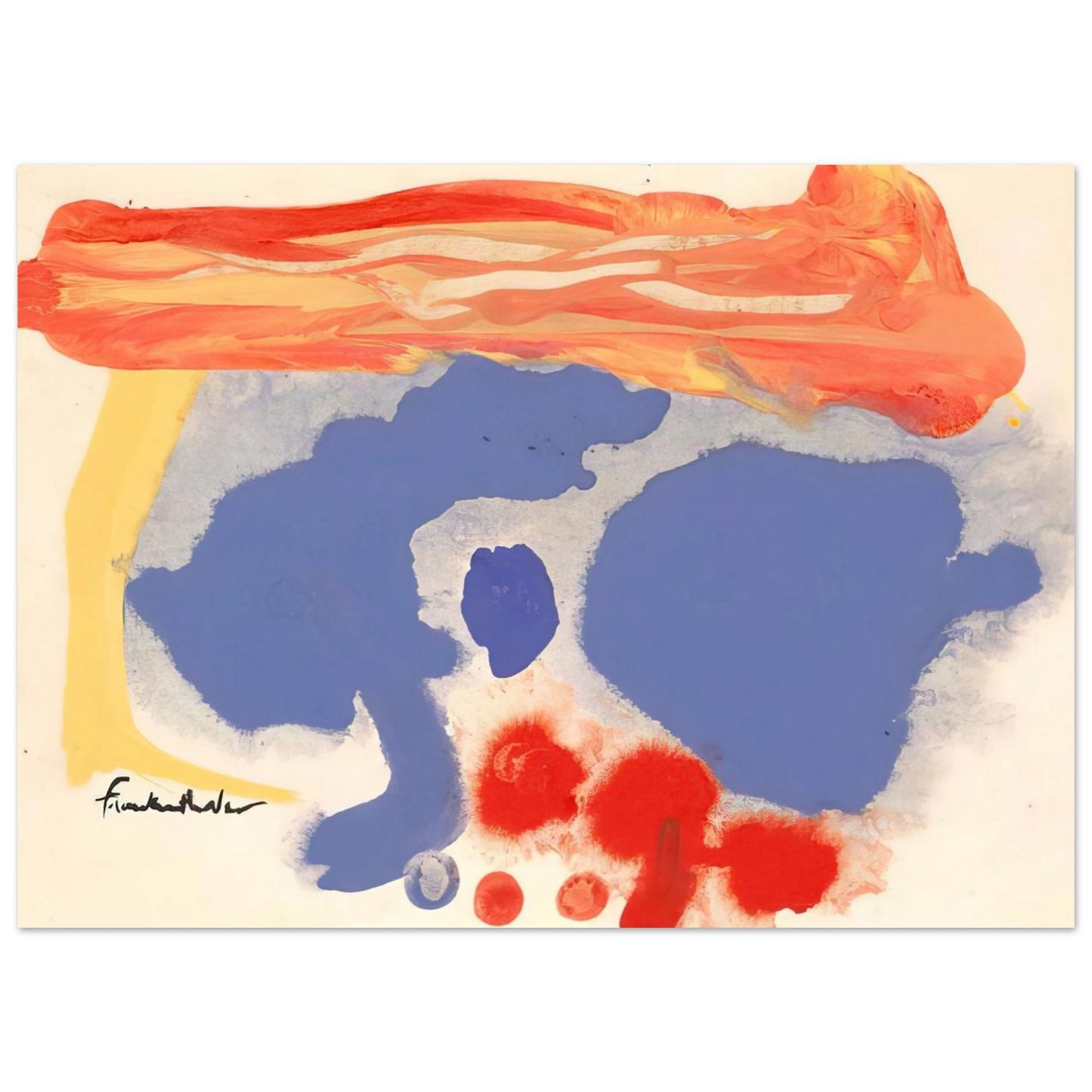 Helen Frankenthaler - Summerscene, Provincetown - 1961 Wall art - 13x18 cm / 5x7 inches - Premium Wooden Framed Poster With Fine Art Paper-canvas - Wood frame