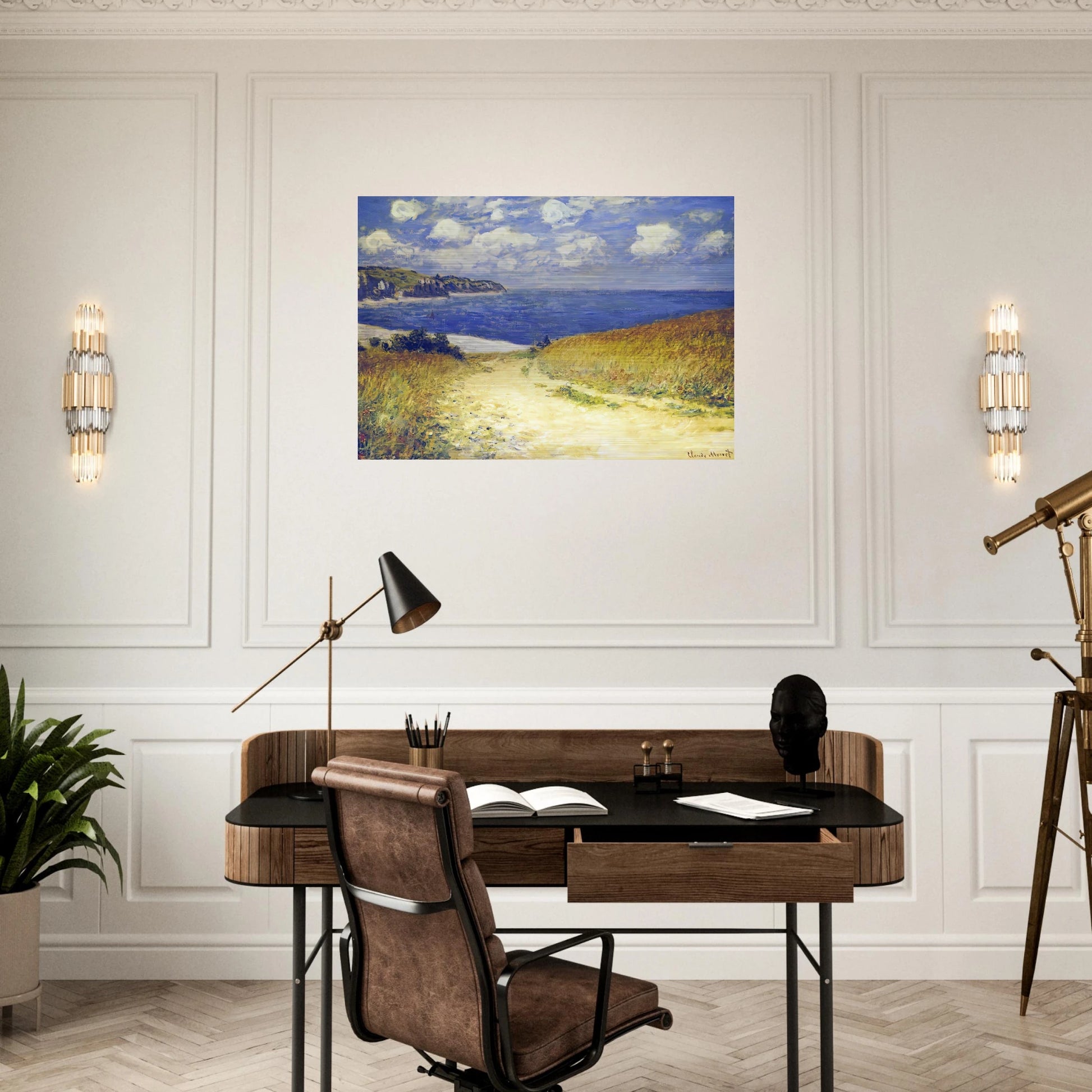 Alley near Pourville - claude monet Brushed Aluminum Print - 70x100 cm / 28x40 inches | claude monet Aluminum Print | claude monet Prints