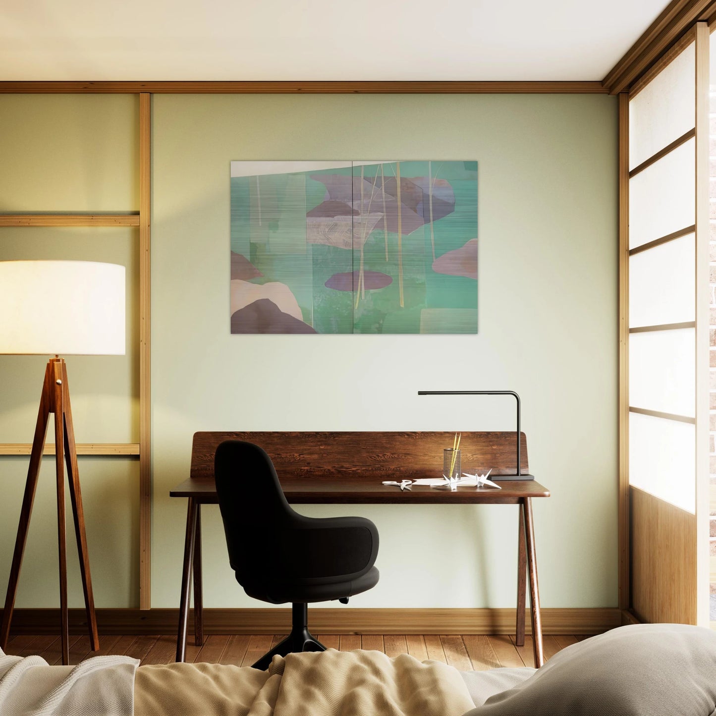 Young Bamboo Diptych - Abstract Expressionism - Kenzo Okada Brushed Aluminum Print - 70x100 cm / 28x40 inches | Kenzo Okada Aluminum Print | Kenzo Okada Prints