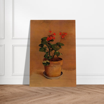 A POT OF GERANIUMS - Odilon Redon Brushed Aluminum Print - 70x100 cm / 28x40 inches | Odilon Redon Aluminum Print | Odilon Redon Prints