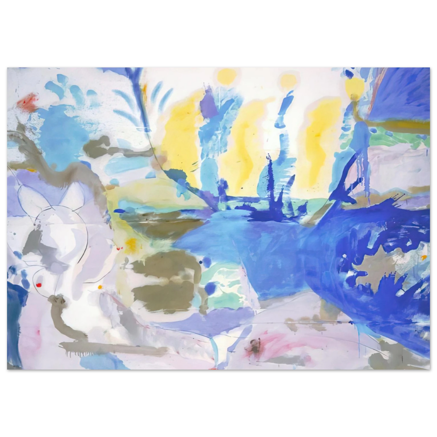 Helen Frankenthaler - Basque Beach - 1958 Wall art - A1 (59.4 x 84.1  cm) - Premium Wooden Framed Poster With Fine Art Paper-canvas - White frame