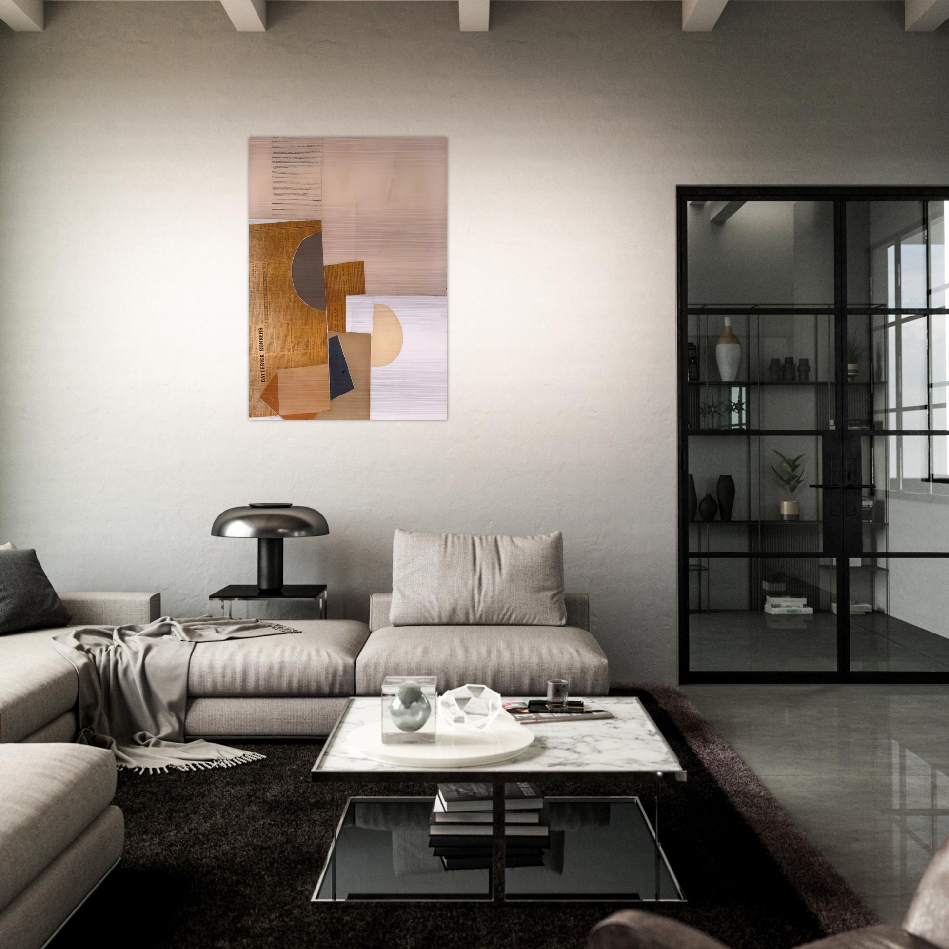 Abstract in White, Grey and Ochre - 1949 - Victor Pasmore Brushed Aluminum Print - 70x100 cm / 28x40 inches | Victor Pasmore Aluminum Print | Victor Pasmore Prints