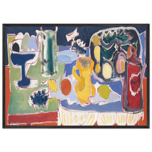 The Long Table with Fruit - 1949 - Patrick Heron 70x100 cm / 28x40 inches Framed Art Print – Black Wooden Frame