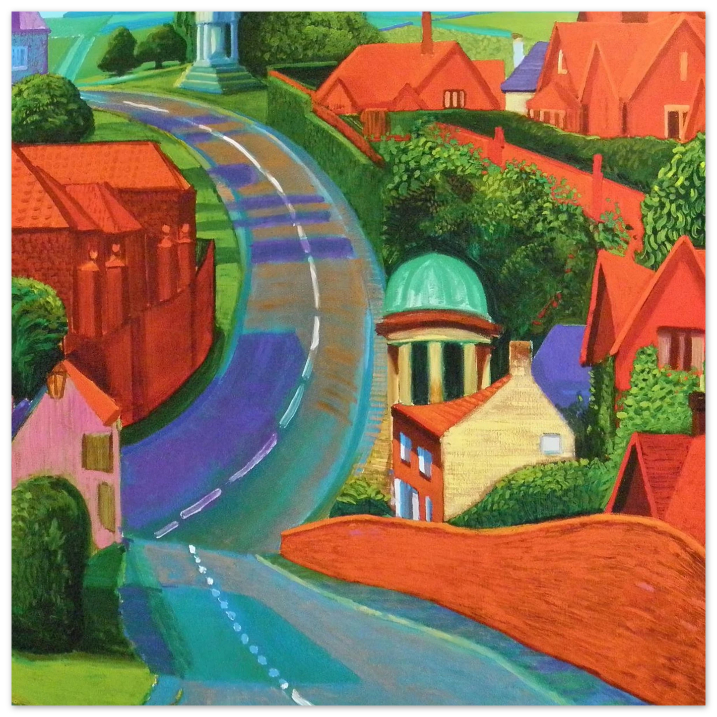 David Hockney - The Road to York Through Sledmere - 45x45 cm / 18x18 inches - Fine Art Poster-canvas - -