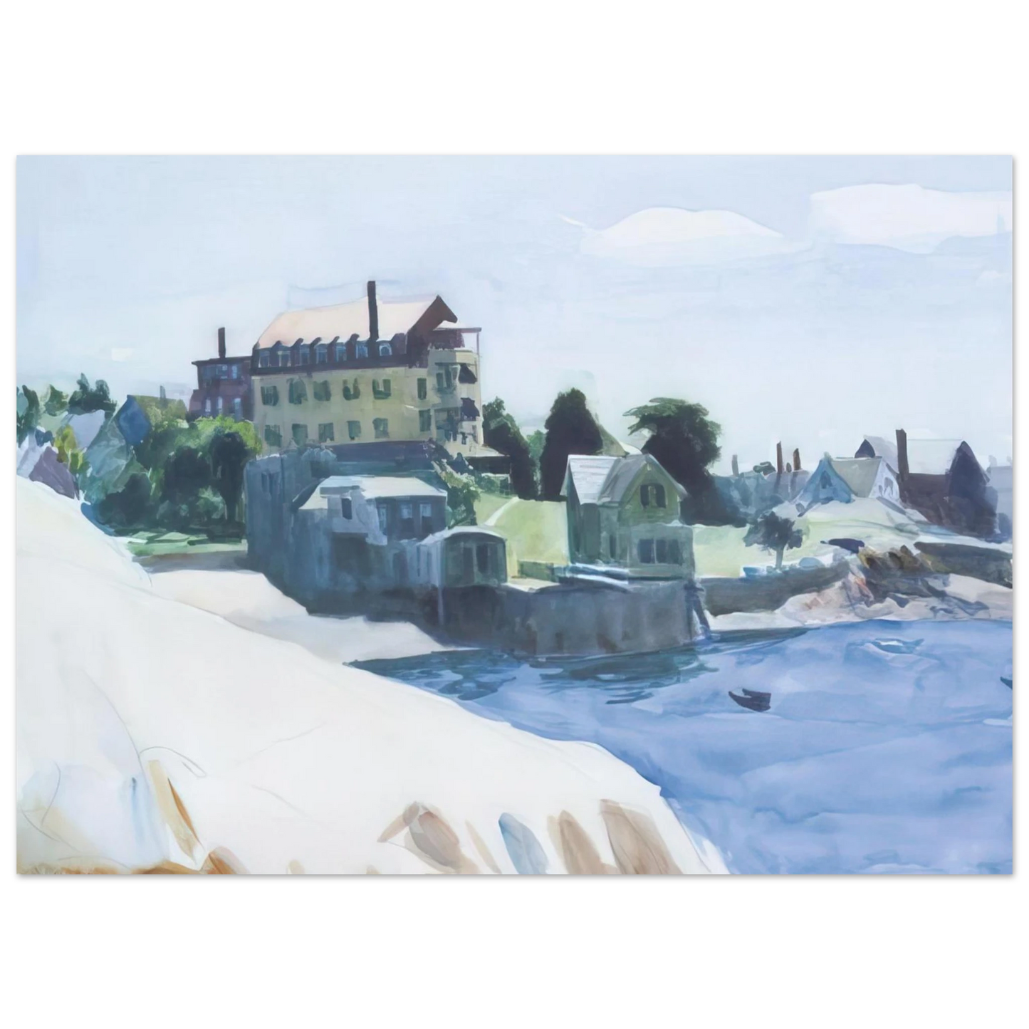 Edward Hopper - Small Town on Cove Fine Art Poster