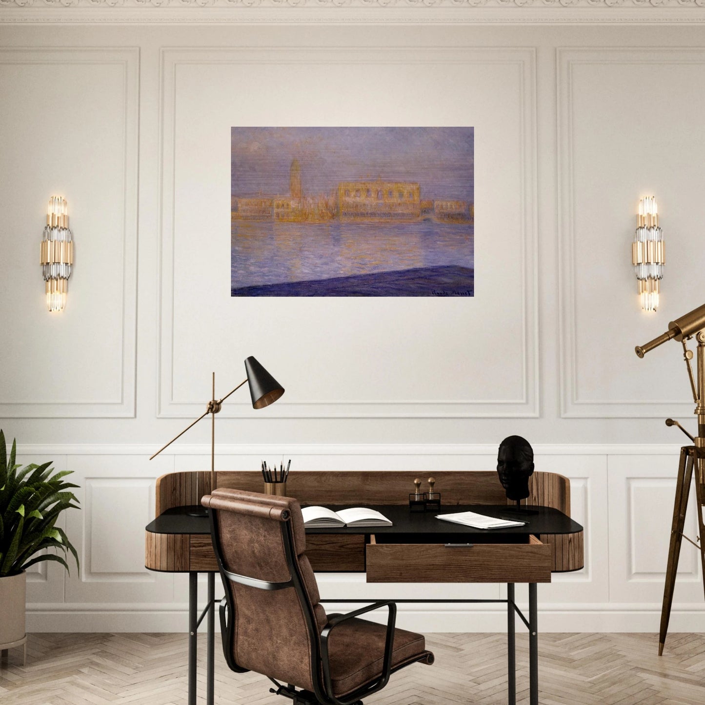 The Doges' Palace Seen from San Giorgio Maggiore 2 - claude monet Brushed Aluminum Print - 70x100 cm / 28x40 inches | claude monet Aluminum Print | claude monet Prints