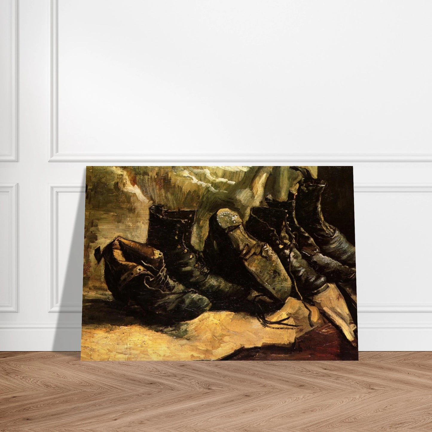 Three Pairs of Shoes - Vincent van Gogh Brushed Aluminum Print - 70x100 cm / 28x40 inches | Vincent van Gogh Aluminum Print | Vincent van Gogh Prints