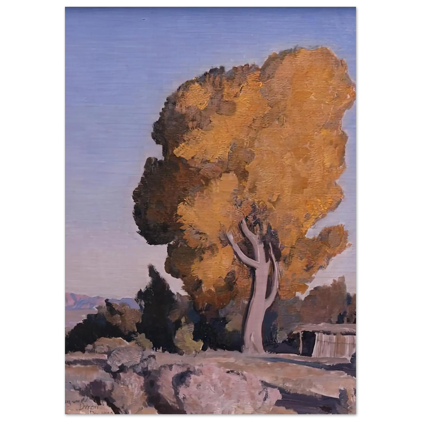 Maynard Dixon - LOW COUNTRY COTTONWOOD 1940 Wall art - 30x40 cm / 12x16 Inches - Premium Wooden Framed Poster With Fine Art Paper - Black frame