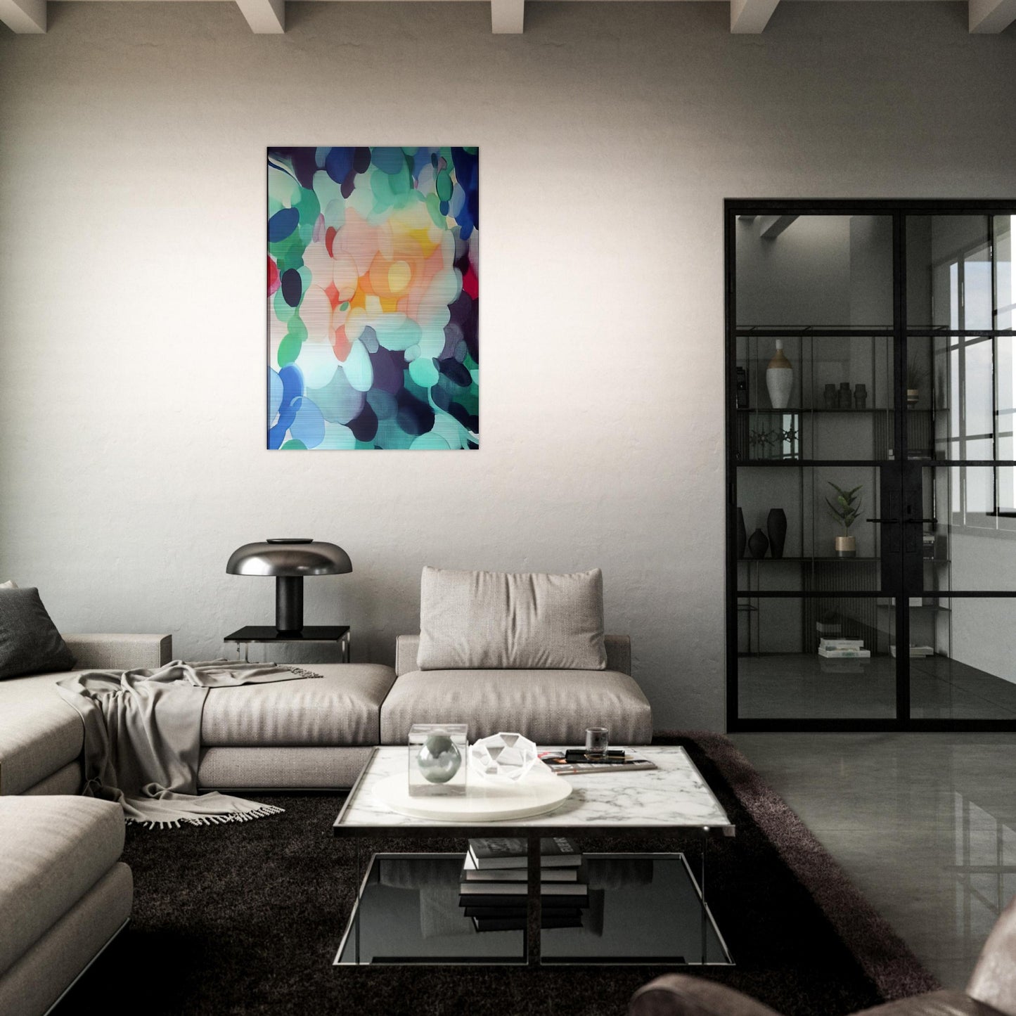 Golden Center in the Ladder - Alice Baber Brushed Aluminum Print - 70x100 cm / 28x40 inches | Alice Baber Aluminum Print | Alice Baber Prints