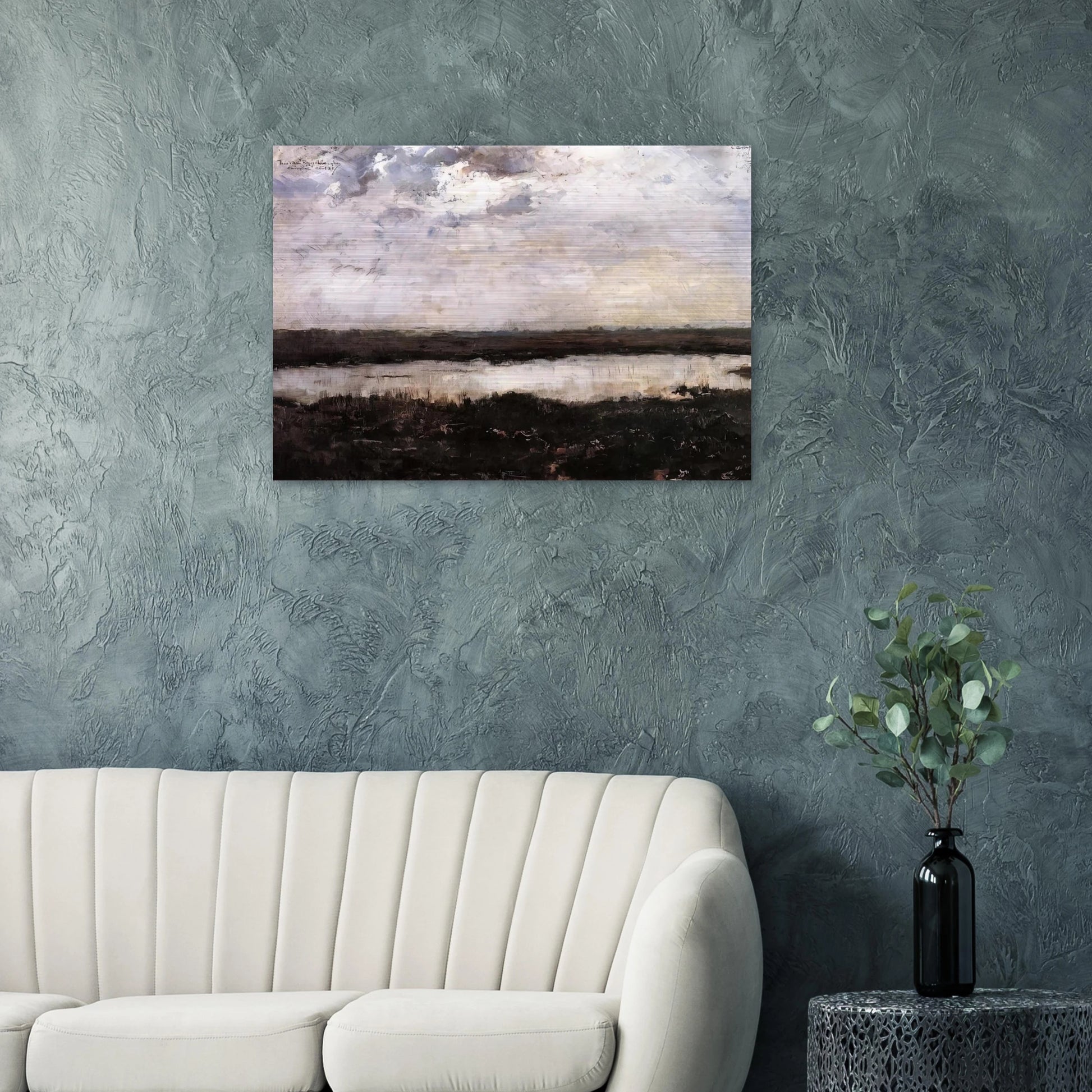 A POND IN CAMPINE 1884 - Theo van Rysselberghe Brushed Aluminum Print - 70x100 cm / 28x40 inches | Theo van Rysselberghe Aluminum Print | Theo van Rysselberghe Prints