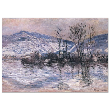 The Seine at Port Villez, Snow Effect 02 - claude monet Brushed Aluminum Print - 70x100 cm / 28x40 inches | claude monet Aluminum Print | claude monet Prints
